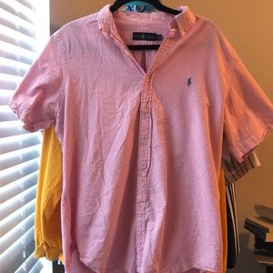 Pink polo short sleeve button up